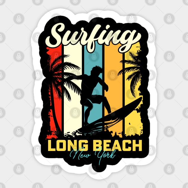 Surfing | Long Beach, New York Sticker by T-shirt US